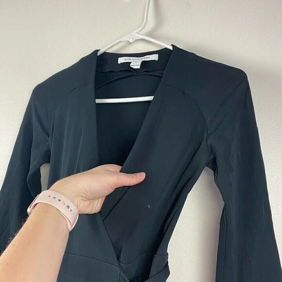 DVF Diane von Furstenberg JEWEL Shadow Blue Black Silk Combo Wrap Dress Size 0 - Picture 6 of 13